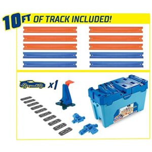 Hot Wheels Track Builder Playset Multi Loop Box, 10-Ft of Track & 1 Toy Car in 1:64 Scale, Features Storage Box