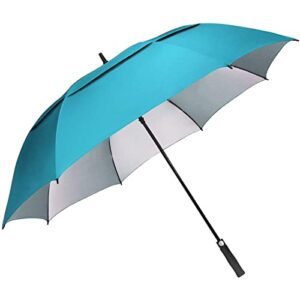 g4free 68 inch oversize windproof automatic open golf umbrella double canopy vented waterproof large uv sun protection stick umbrellas (sky blue)