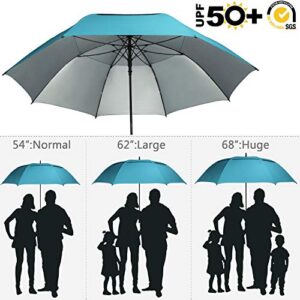 G4Free 68 inch Oversize Windproof Automatic Open Golf umbrella Double Canopy Vented Waterproof Large UV Sun Protection Stick Umbrellas (Sky Blue)