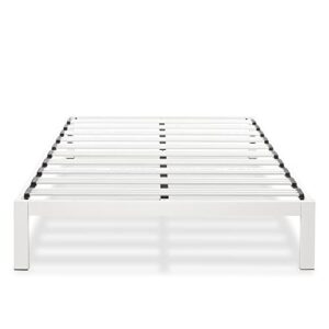 Mellow Rocky Base C 14" Platform Bed Heavy Duty Steel White, w/ Patented Wide Steel Slats (No Box Spring Needed) - King