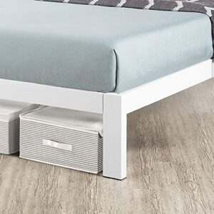 Mellow Rocky Base C 14" Platform Bed Heavy Duty Steel White, w/ Patented Wide Steel Slats (No Box Spring Needed) - King