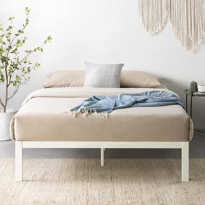 Mellow Rocky Base C 14" Platform Bed Heavy Duty Steel White, w/ Patented Wide Steel Slats (No Box Spring Needed) - King