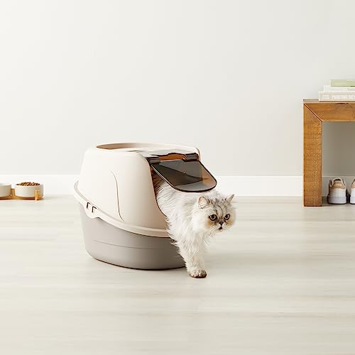 Amazon Basics No-Mess Hooded Cat Litter Box, Standard, Multicolor, 21 in x 16 in x 15 in