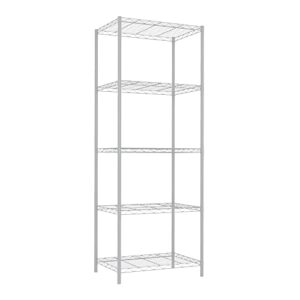 home basics 5 tier wire shelving unit, (white) steel storage shelves | tall wire shelf | for food, laundry supplies, paint, hardware, and more