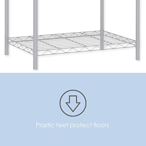 Home Basics 5 Tier Wire Shelving Unit, (White) Steel Storage Shelves | Tall Wire Shelf | for Food, Laundry Supplies, Paint, Hardware, and More