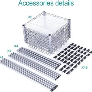 SINGAYE Storage Shelves, 6-Tier Wire Shelving Unit with Baskets Storage Rack Corner Shelf Shelving Adjustable Storage Shelf, 13.4" D x 13.4" W x 62.99" H,Silver