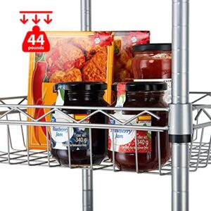 SINGAYE Storage Shelves, 6-Tier Wire Shelving Unit with Baskets Storage Rack Corner Shelf Shelving Adjustable Storage Shelf, 13.4" D x 13.4" W x 62.99" H,Silver