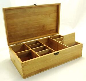 cookbook people multikeep adjustable tea box 128 tea bag storage organizer bamboo latching lid (blank lid)