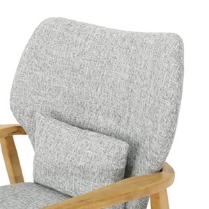 Christopher Knight Home Benny Mid-Century Modern Fabric Rocking Chair, Light Grey Tweed / Light Walnut