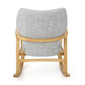 Christopher Knight Home Benny Mid-Century Modern Fabric Rocking Chair, Light Grey Tweed / Light Walnut