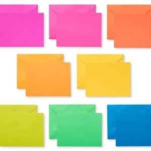 American Greetings Single Panel Blank Cards with Envelopes, Neon Rainbow Colors (100-Count)