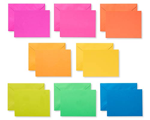 American Greetings Single Panel Blank Cards with Envelopes, Neon Rainbow Colors (100-Count)