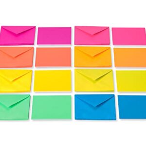 American Greetings Single Panel Blank Cards with Envelopes, Neon Rainbow Colors (100-Count)