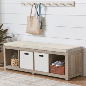 better homes and gardens cube organizer storage bench - (4-cube, rustic gray) (4-cube, rustic gray)