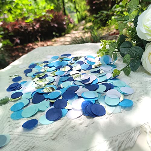 Mybbshower Tissue Paper Wedding Confetti in Blue White Silver for Boys Birthday Party Bridal Baby Shower Table Decor 25 mm Pack of 5000