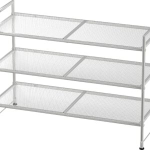 Simple Houseware 3-Tier Stackable Shoe Shelves Storage Utility Rack, Silver