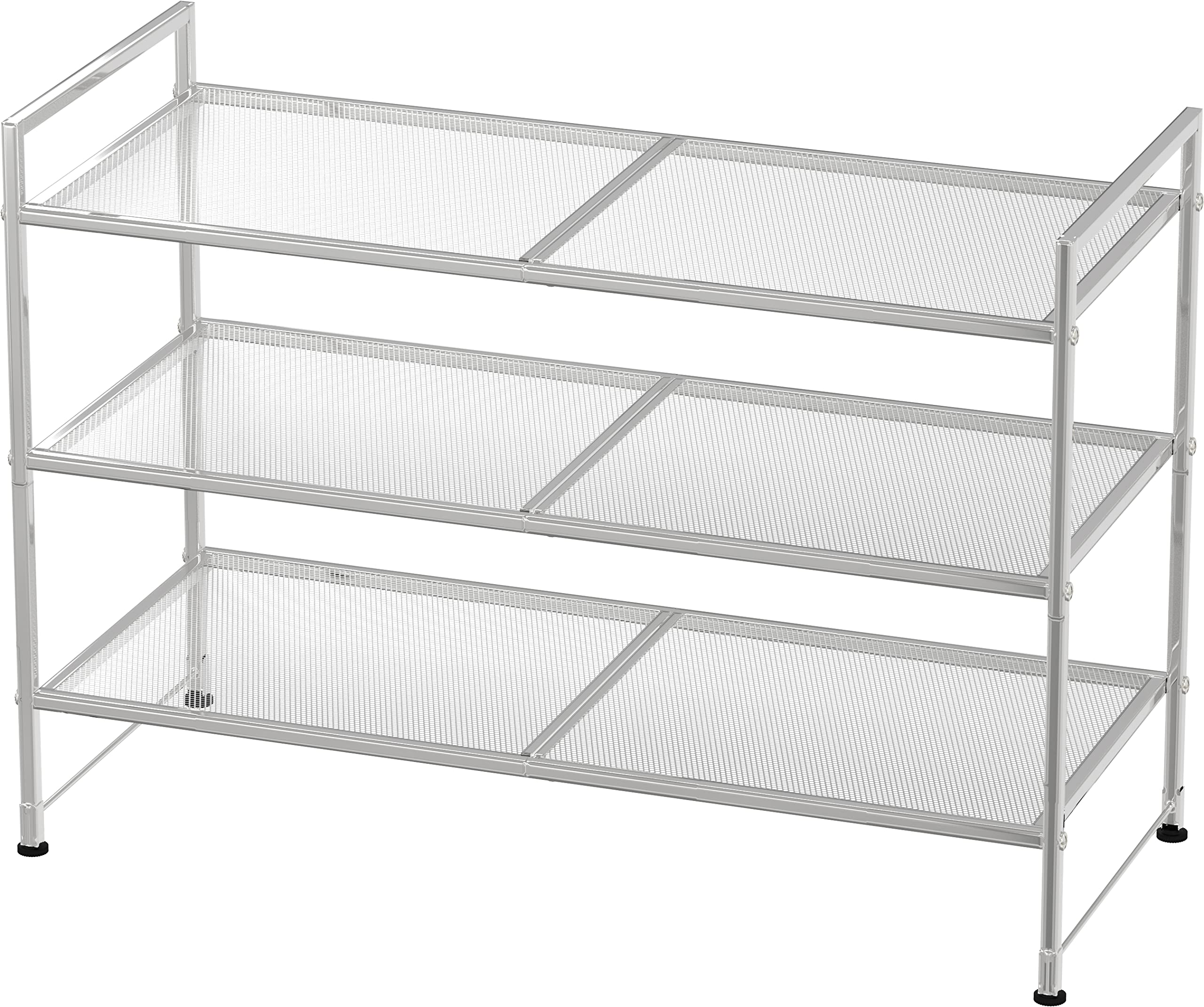 Simple Houseware 3-Tier Stackable Shoe Shelves Storage Utility Rack, Silver