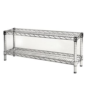 shelving inc. 8" d x 36" w chrome wire shelving with 2 tier shelves, weight capacity 800lbs per shelf