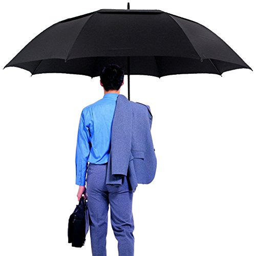 ACEIken Golf Umbrella Windproof Large 62 Inch, Double Canopy Vented, Automatic Open, Extra Large Oversized,Sun Protection Ultra Rain & Wind Resistant Stick Umbrellas, Black