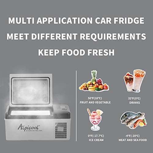 Alpicool C20 Portable Car Freezer,12 Volt Refrigerator, 21 Quart (20 Liter) Fast Cooling 12V Car Fridge -4℉~68℉, Car Cooler, 12/24V DC and 100-240V AC for Outdoor, Camping, RV, Truck, Boat