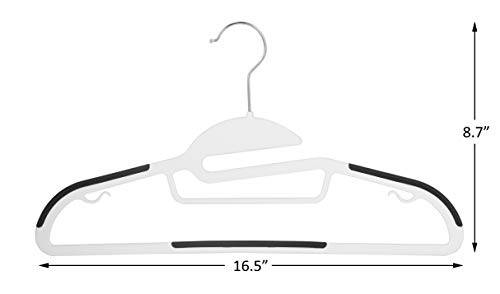 Finnhomy 50 Pack Plastic Hangers, Durable Clothes Hangers with Non-Slip Pads, Space Saving Easy Slide Organizer for Bedroom Closet, Great for Shirts, Pants, White