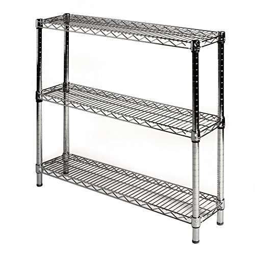 Shelving Inc. 8" d x 36" w Chrome Wire Shelving with 3 Tier Shelves, Weight Capacity 800lbs Per Shelf