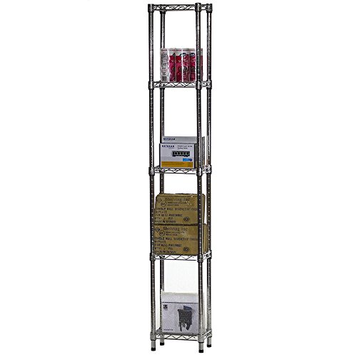 Shelving Inc. 8" d x 12" w x 64" h Chrome Wire Shelving with 5 Shelves