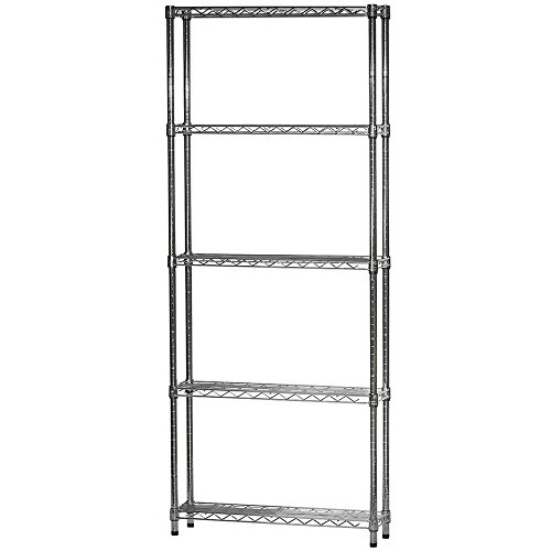 Shelving Inc. 8"d x 24"w x 72"h Chrome Wire Shelving with 5 Shelves