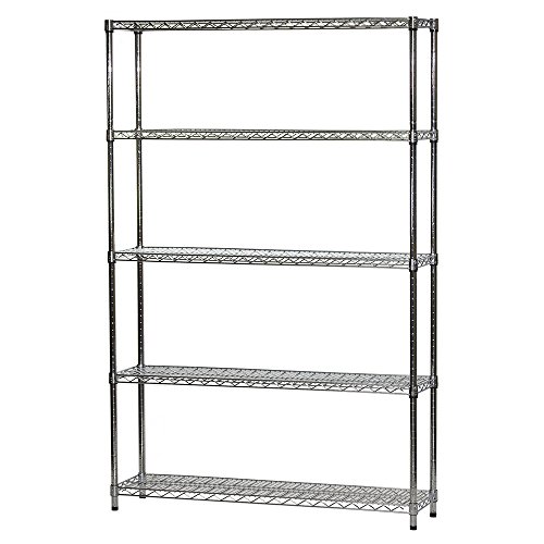 Shelving Inc. 12" d x 48" w x 72" h Chrome Wire Shelving with 5 Shelves