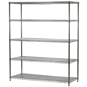 shelving inc. 24" d x 60" w x 84" h chrome wire shelving with 5 shelves