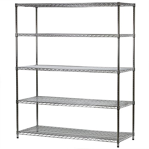 Shelving Inc. 24" d x 60" w x 84" h Chrome Wire Shelving with 5 Shelves