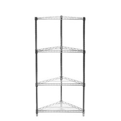shelving inc. 24" triangle corner wire shelving with 4 tier shelves - 64" h, weight capacity 800lbs per shelf