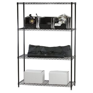 Shelving Inc. Black Wire Shelving with 4 Tier Shelves - 8" d x 24" w x 54" h, Weight Capacity 300lbs Per Shelf