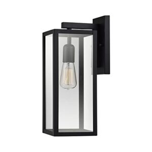 globe electric 44176 1-light outdoor indoor wall sconce, matte black, glass panes, weather resistant, wall lighting, wall lamp dimmable, kitchen sconces wall lighting, home improvement, porch light