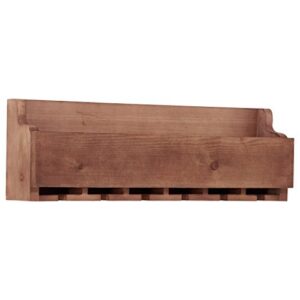 Amazon Brand – Stone & Beam Modern Wall Mounted Bottle Rack with Wine Glass Storage- 24 x 5 x 7.75 Inch, Rustic Wood