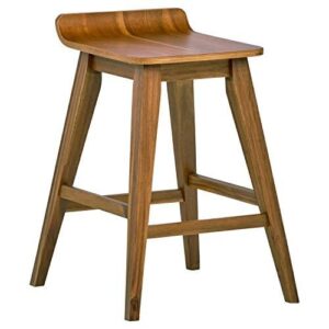 amazon brand – stone & beam fremont rustic kitchen counter saddle farmhouse bar stool, 25.5 inch height, natural wood