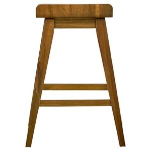 Amazon Brand – Stone & Beam Fremont Rustic Kitchen Counter Saddle Farmhouse Bar Stool, 25.5 Inch Height, Natural Wood