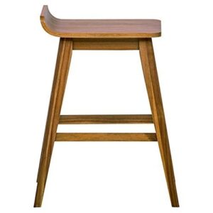 Amazon Brand – Stone & Beam Fremont Rustic Kitchen Counter Saddle Farmhouse Bar Stool, 25.5 Inch Height, Natural Wood