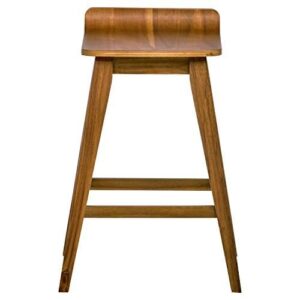 Amazon Brand – Stone & Beam Fremont Rustic Kitchen Counter Saddle Farmhouse Bar Stool, 25.5 Inch Height, Natural Wood