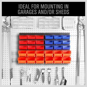HORUSDY Wall Mounted Storage Bins Parts Rack 30PC Organizer Garage Plastic Shop Tool for Men's Gift
