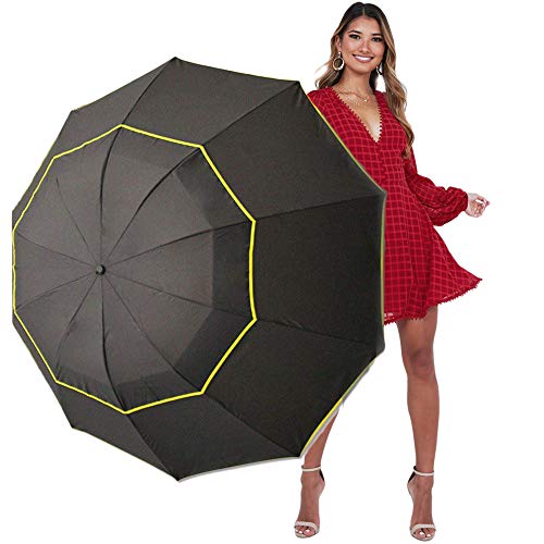 Kalolary 62 Inch Extra Oversize Large Compact Golf Umbrella，Double Canopy Vented Windproof Waterproof Stick Umbrellas for women & men