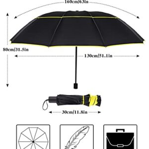 Kalolary 62 Inch Extra Oversize Large Compact Golf Umbrella，Double Canopy Vented Windproof Waterproof Stick Umbrellas for women & men