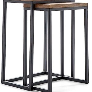 Amazon Brand – Stone & Beam Weston Wood & Metal Nesting Tables, Set of 2, Brown