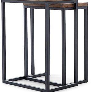 Amazon Brand – Stone & Beam Weston Wood & Metal Nesting Tables, Set of 2, Brown