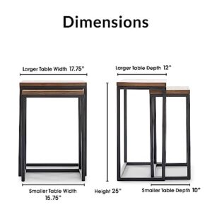 Amazon Brand – Stone & Beam Weston Wood & Metal Nesting Tables, Set of 2, Brown