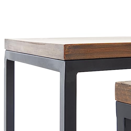 Amazon Brand – Stone & Beam Weston Wood & Metal Nesting Tables, Set of 2, Brown