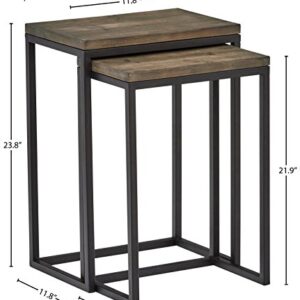 Amazon Brand – Stone & Beam Weston Wood & Metal Nesting Tables, Set of 2, Brown