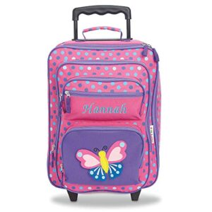 lillian vernon personalized rolling luggage for kids 3-d butterfly design, 5" x 12" x 20"h