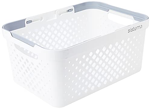 Sistema Stack 'n' Nest Basket-18.5 Litre, White/Grey, 40.8 x 28.8 x 18.9 cm