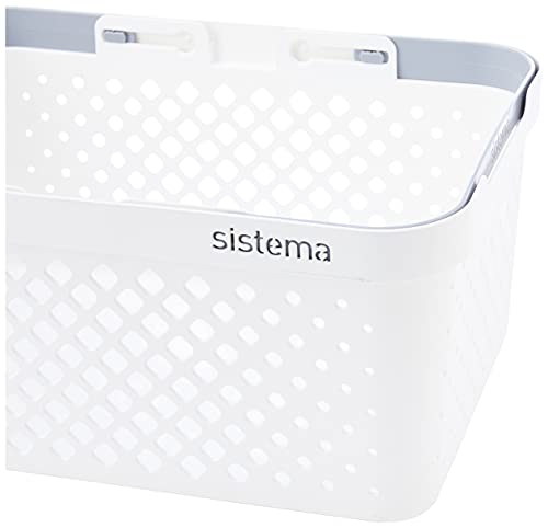 Sistema Stack 'n' Nest Basket-18.5 Litre, White/Grey, 40.8 x 28.8 x 18.9 cm